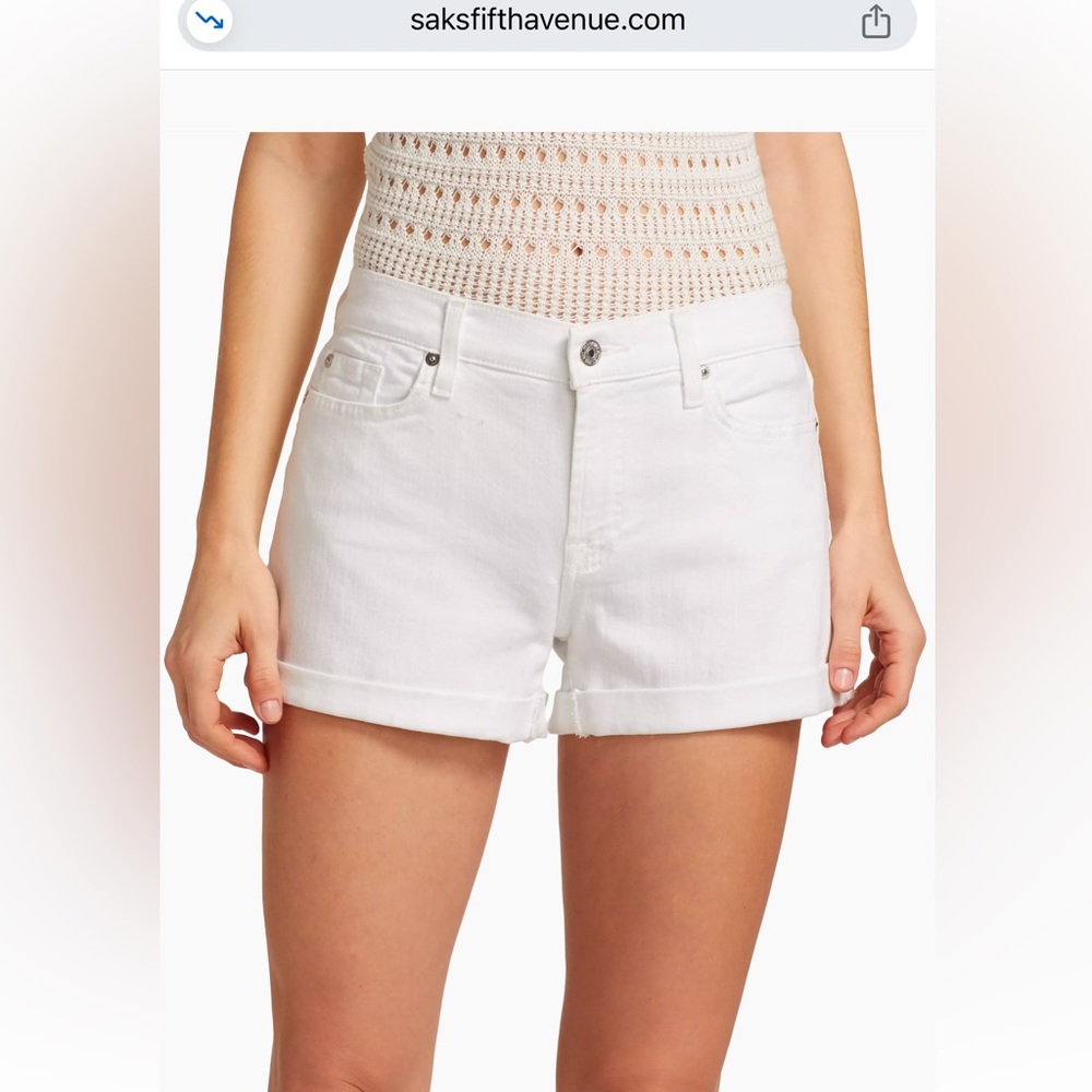 7 For All Mankind White Jean Shorts